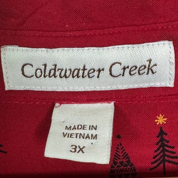 Coldwater Creek Plus Size 3X Red Christmas Tree Print Pullover Tunic Blouse - Picture 7 of 8